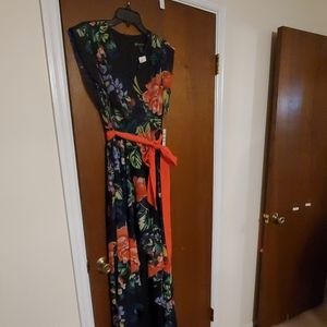 Navy floral high-low dress